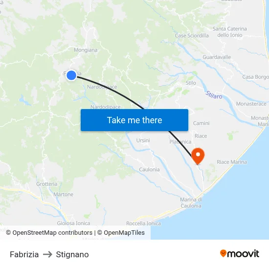 Fabrizia to Stignano map