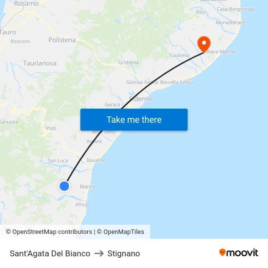 Sant'Agata Del Bianco to Stignano map