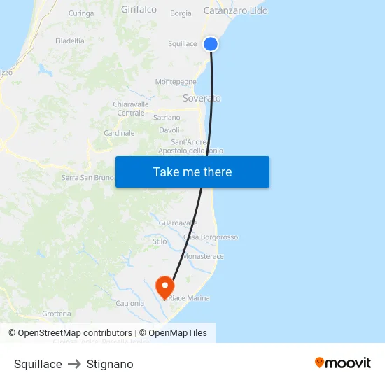 Squillace to Stignano map