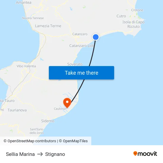 Sellia Marina to Stignano map