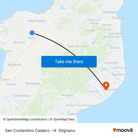 San Costantino Calabro to Stignano map