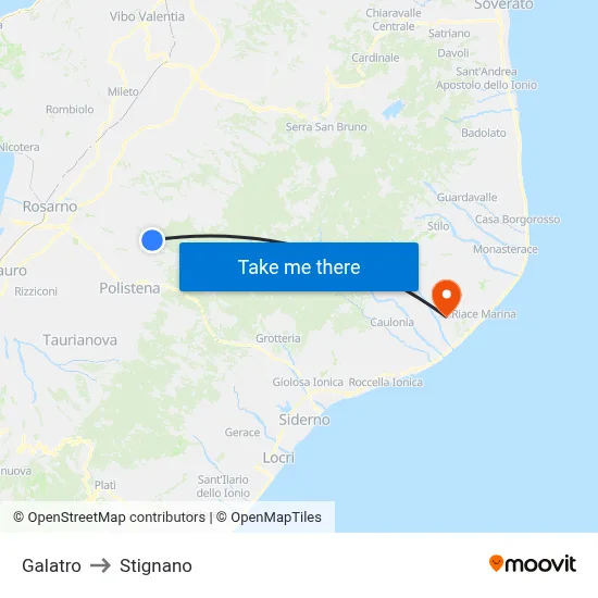 Galatro to Stignano map