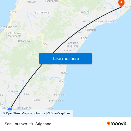 San Lorenzo to Stignano map