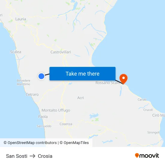 San Sosti to Crosia map