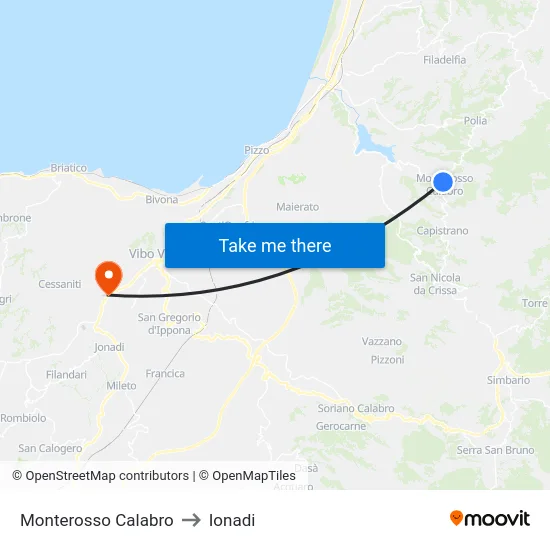 Monterosso Calabro to Ionadi map