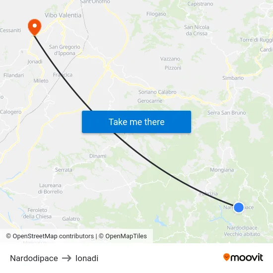 Nardodipace to Ionadi map