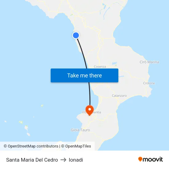 Santa Maria Del Cedro to Ionadi map
