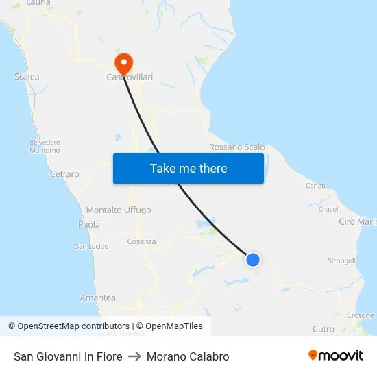 San Giovanni In Fiore to Morano Calabro map
