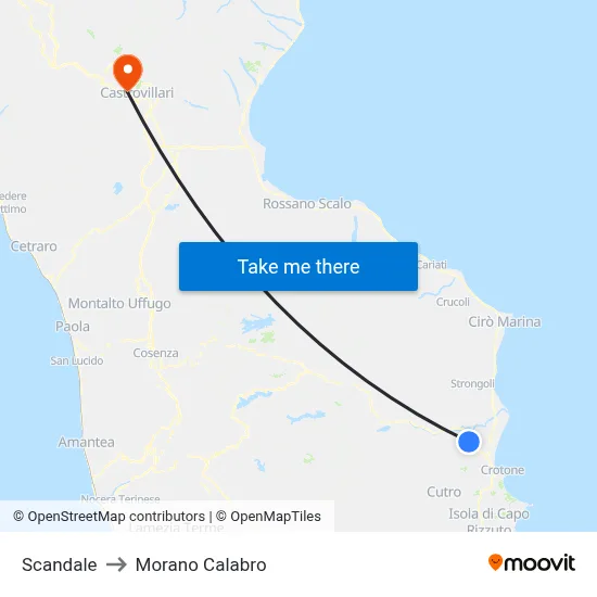 Scandale to Morano Calabro map