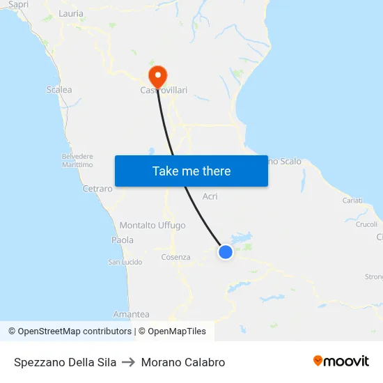 Spezzano Della Sila to Morano Calabro map