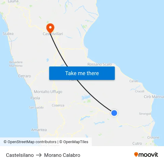 Castelsilano to Morano Calabro map