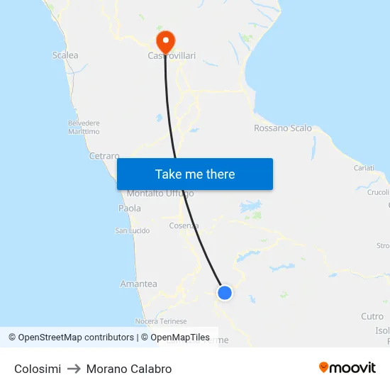 Colosimi to Morano Calabro map