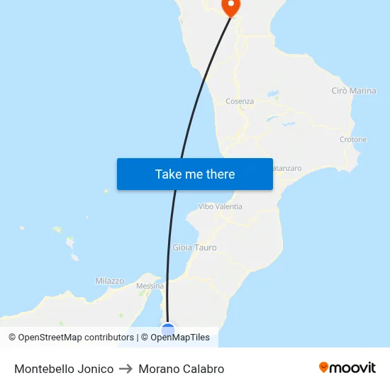 Montebello Jonico to Morano Calabro map