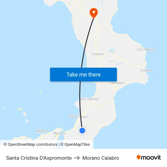 Santa Cristina D'Aspromonte to Morano Calabro map