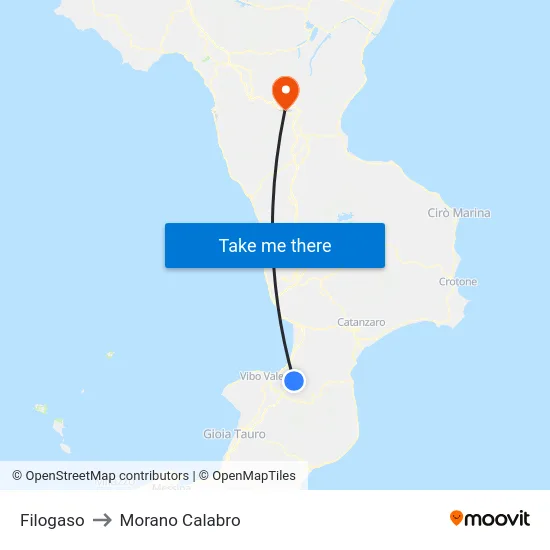Filogaso to Morano Calabro map