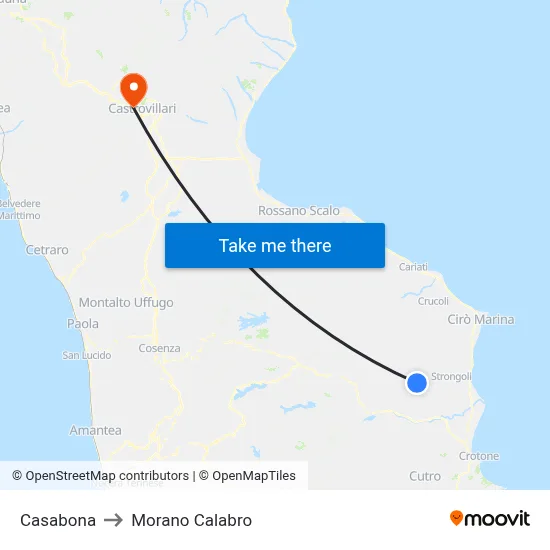 Casabona to Morano Calabro map