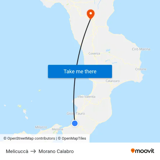 Melicuccà to Morano Calabro map