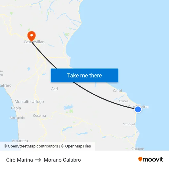 Cirò Marina to Morano Calabro map