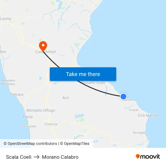 Scala Coeli to Morano Calabro map