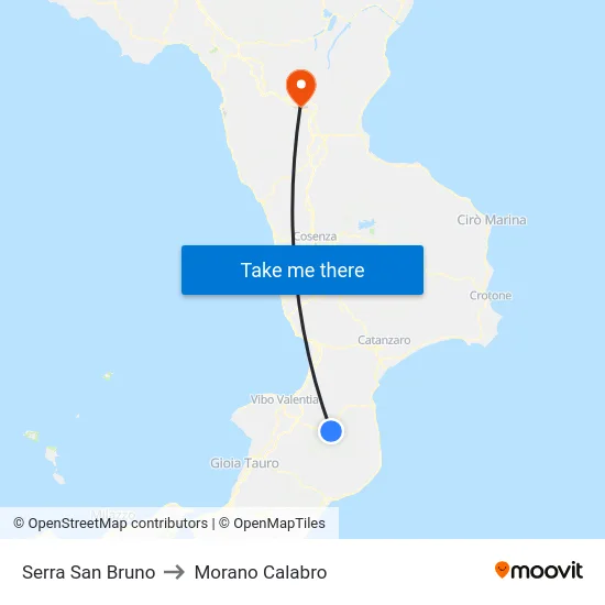 Serra San Bruno to Morano Calabro map