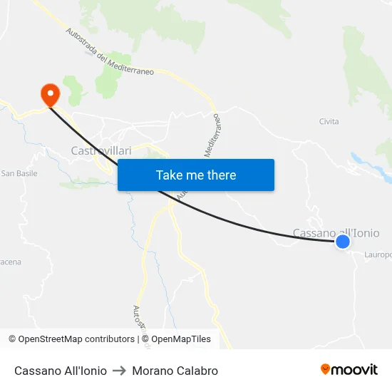 Cassano All'Ionio to Morano Calabro map