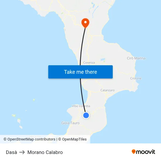 Dasà to Morano Calabro map