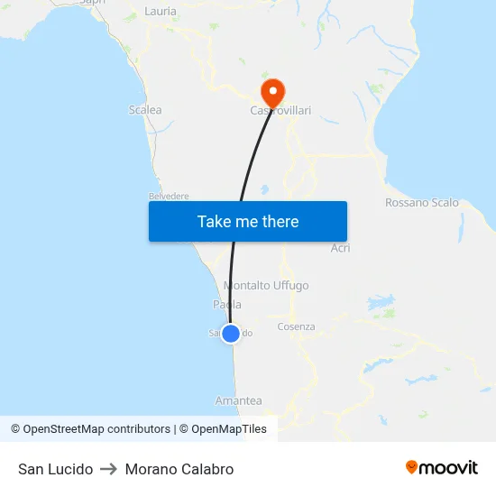 San Lucido to Morano Calabro map