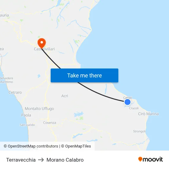 Terravecchia to Morano Calabro map