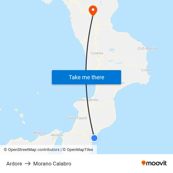 Ardore to Morano Calabro map