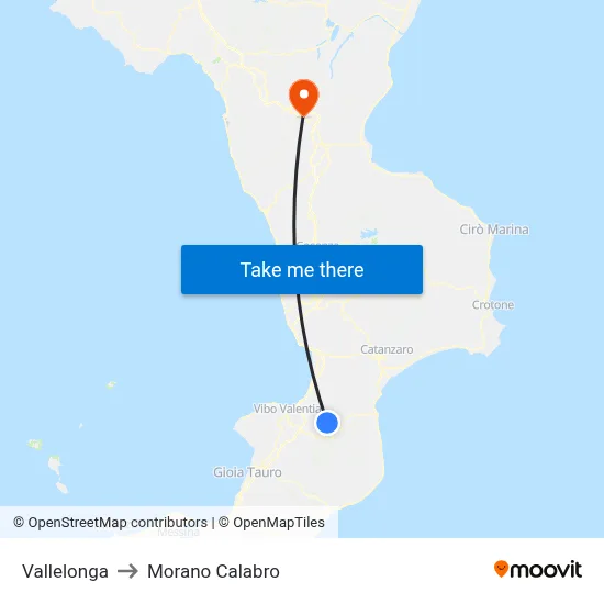 Vallelonga to Morano Calabro map