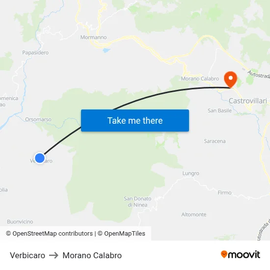 Verbicaro to Morano Calabro map