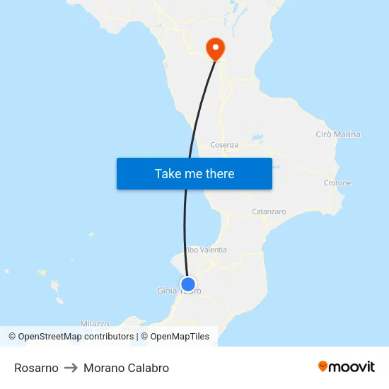 Rosarno to Morano Calabro map