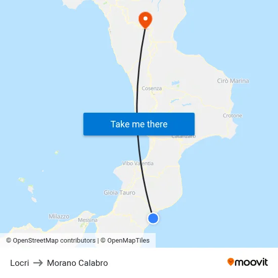 Locri to Morano Calabro map