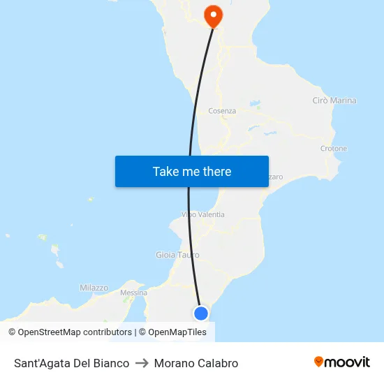 Sant'Agata Del Bianco to Morano Calabro map