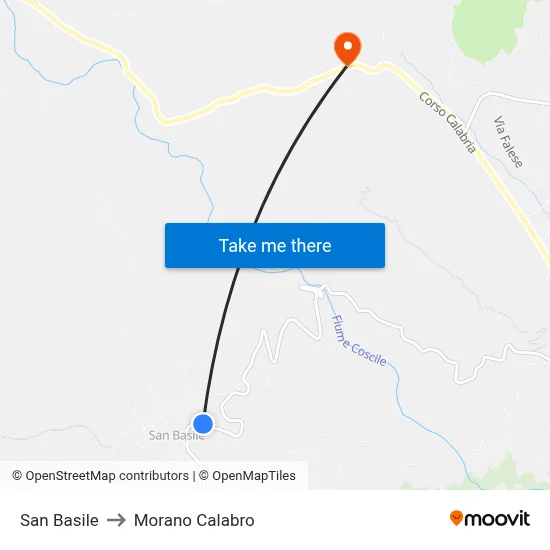 San Basile to Morano Calabro map