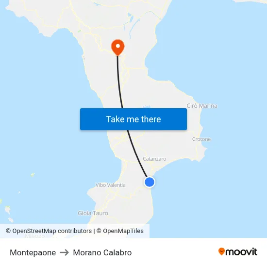 Montepaone to Morano Calabro map