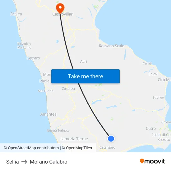 Sellia to Morano Calabro map