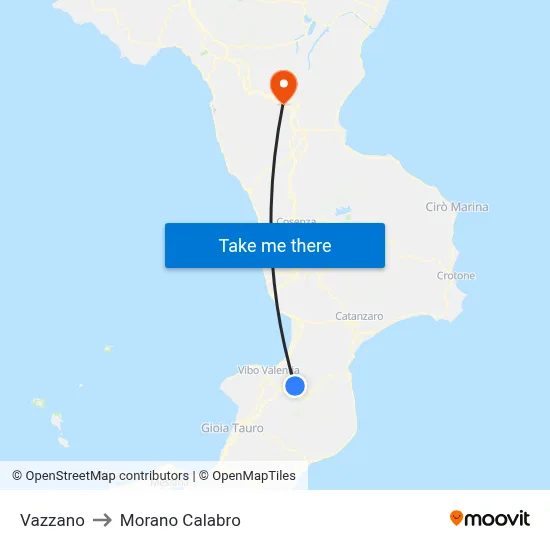 Vazzano to Morano Calabro map