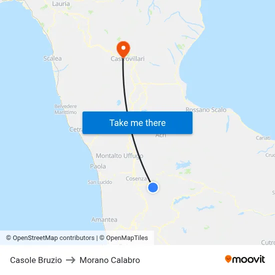 Casole Bruzio to Morano Calabro map