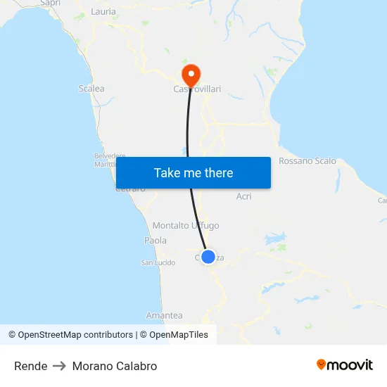 Rende to Morano Calabro map