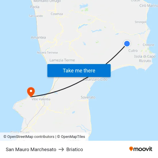 San Mauro Marchesato to Briatico map
