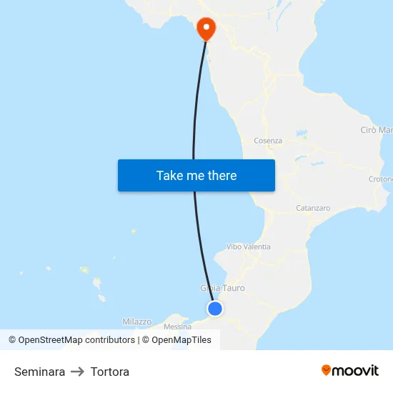 Seminara to Tortora map