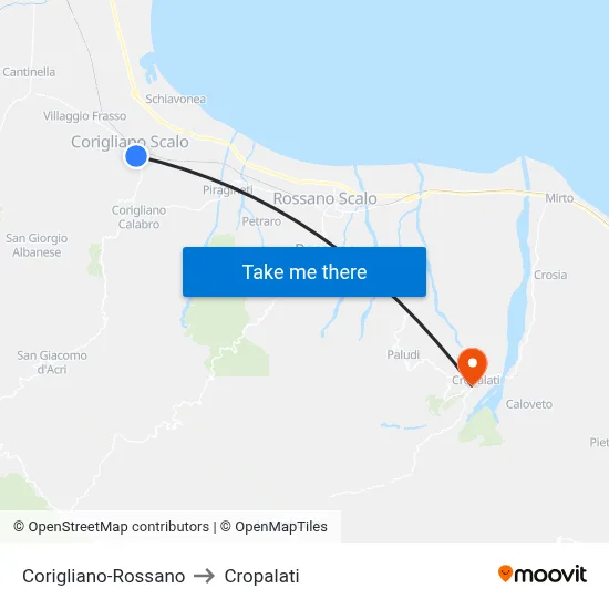 Corigliano-Rossano to Cropalati map