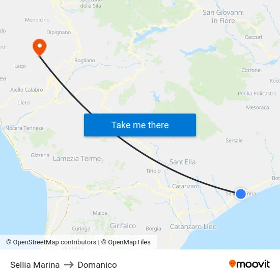 Sellia Marina to Domanico map