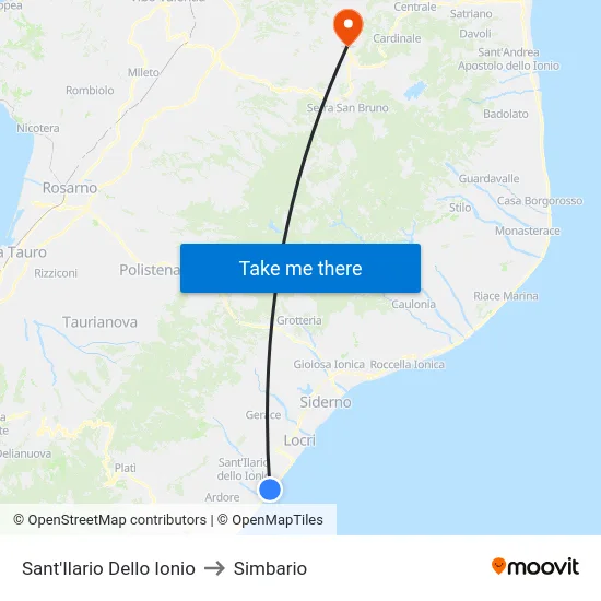 Sant'Ilario Dello Ionio to Simbario map