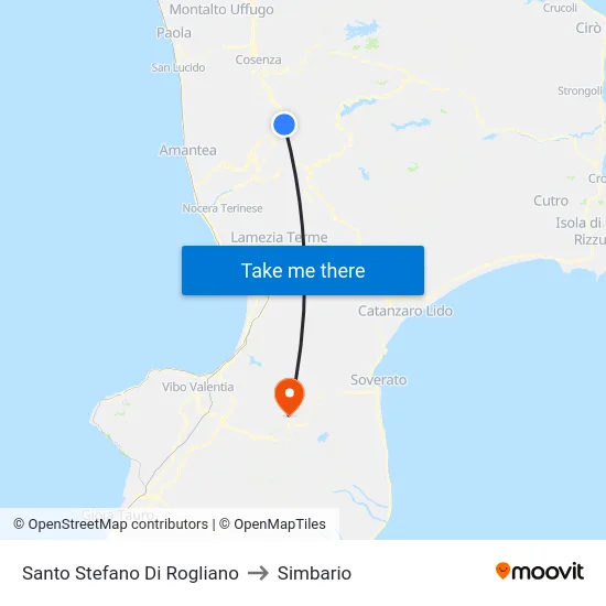 Santo Stefano Di Rogliano to Simbario map