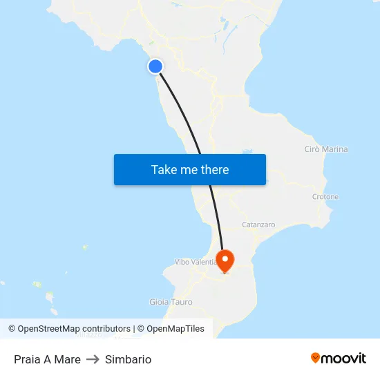 Praia A Mare to Simbario map