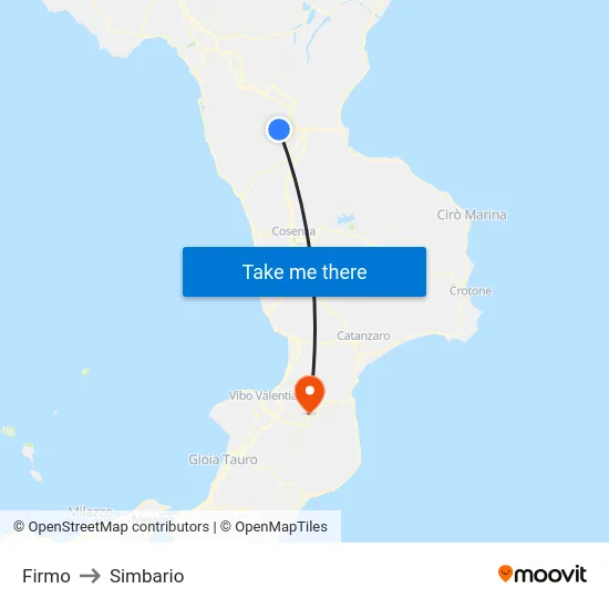 Firmo to Simbario map