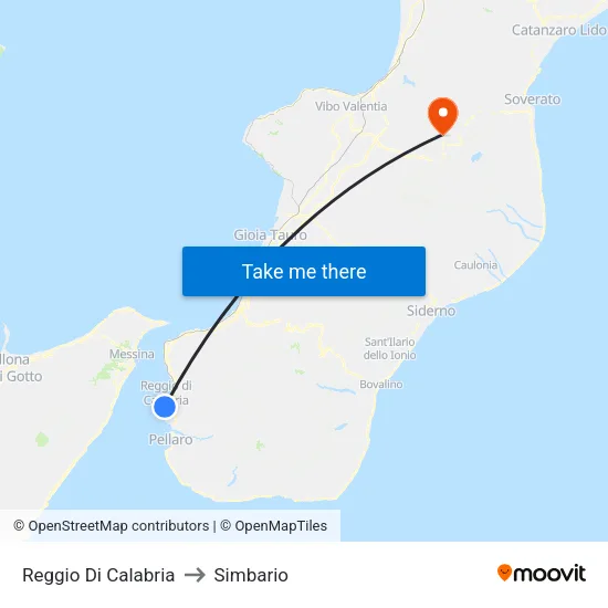 Reggio Di Calabria to Simbario map