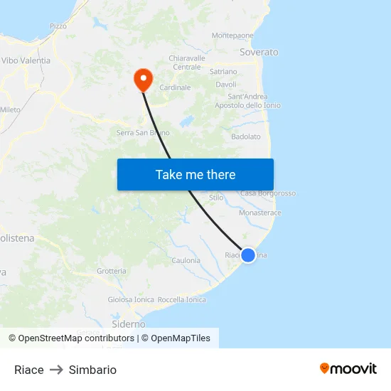 Riace to Simbario map